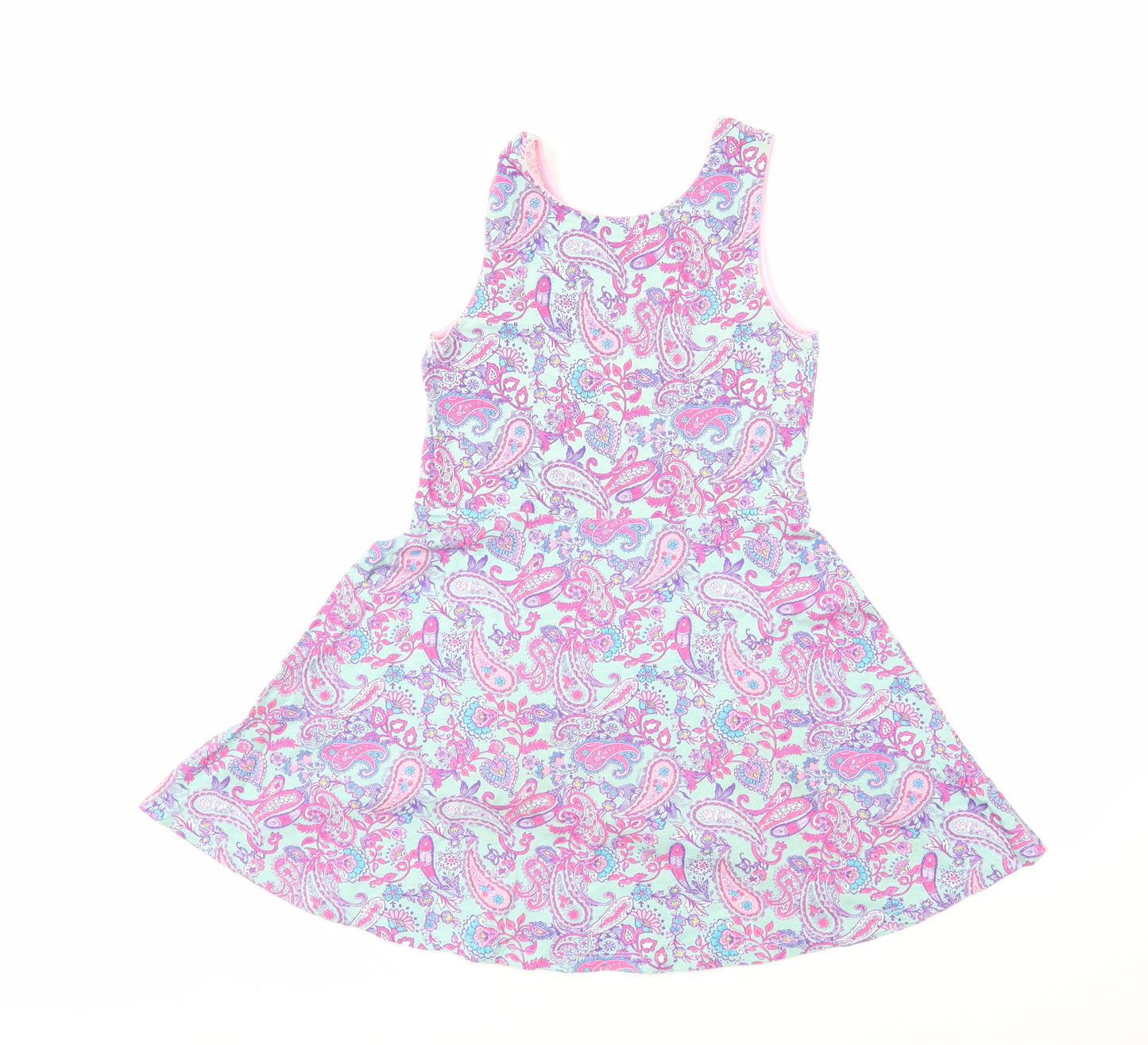 F&F Girls Blue Paisley  T-Shirt Dress  Size 9 Years