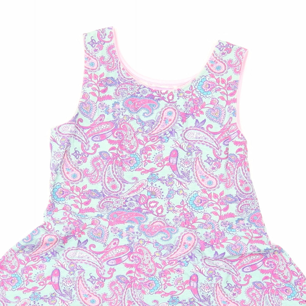 F&F Girls Blue Paisley  T-Shirt Dress  Size 9 Years