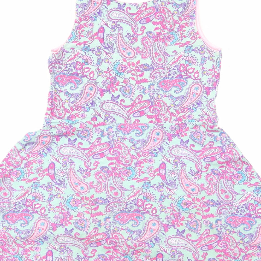 F&F Girls Blue Paisley  T-Shirt Dress  Size 9 Years