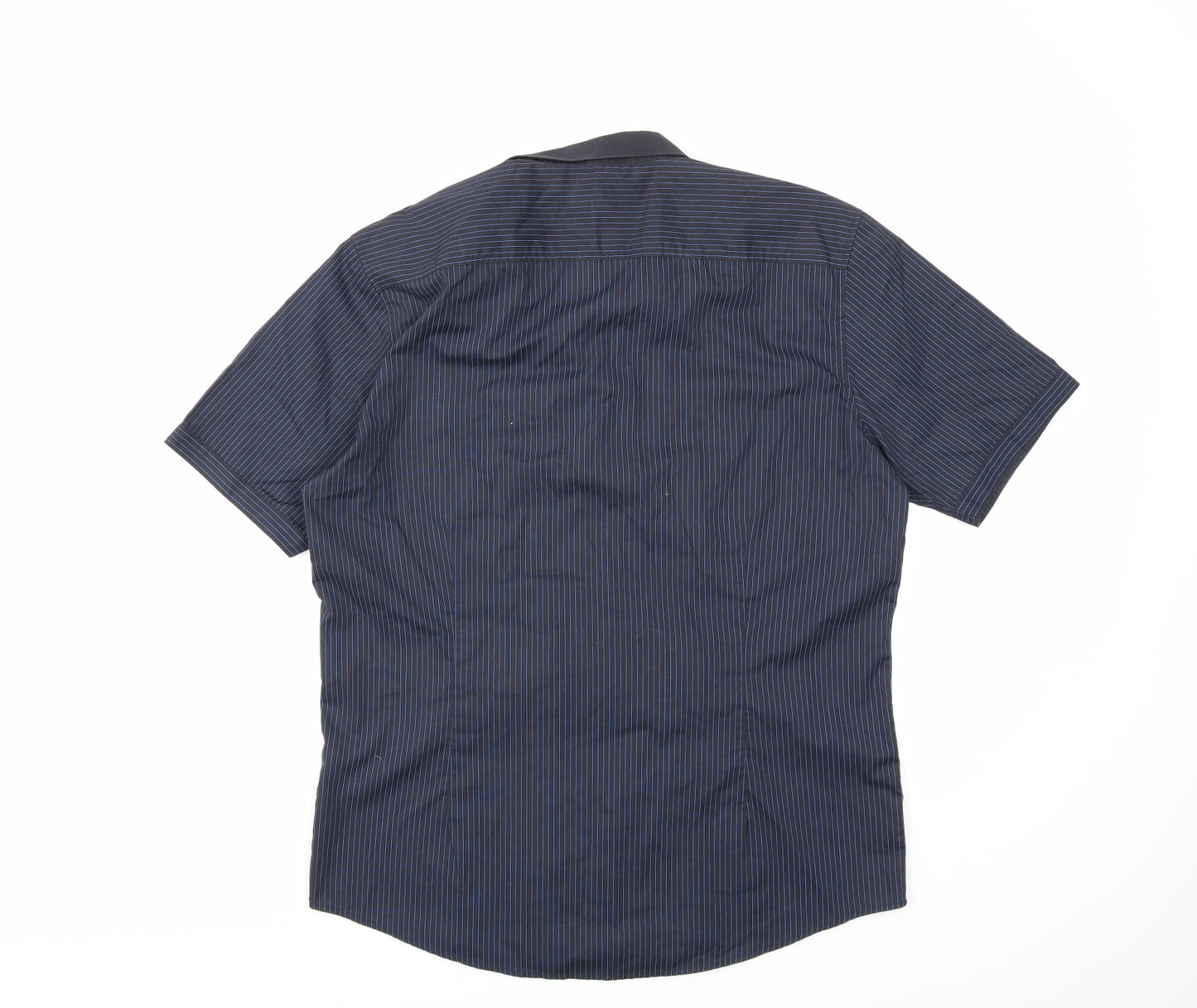 Jeff Banks Mens Blue Striped   Button-Up Size L
