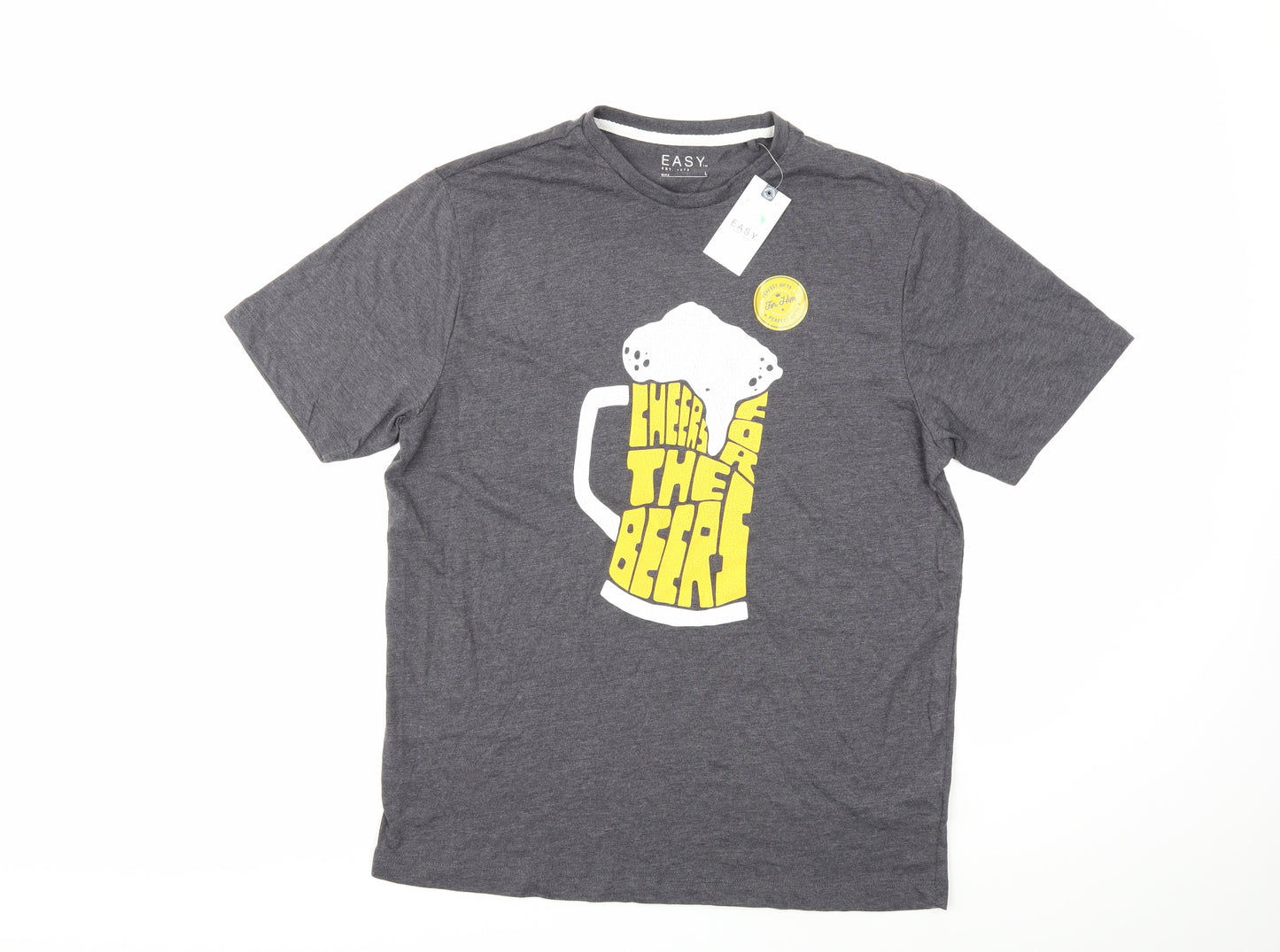 Easy Mens Grey    T-Shirt Size L