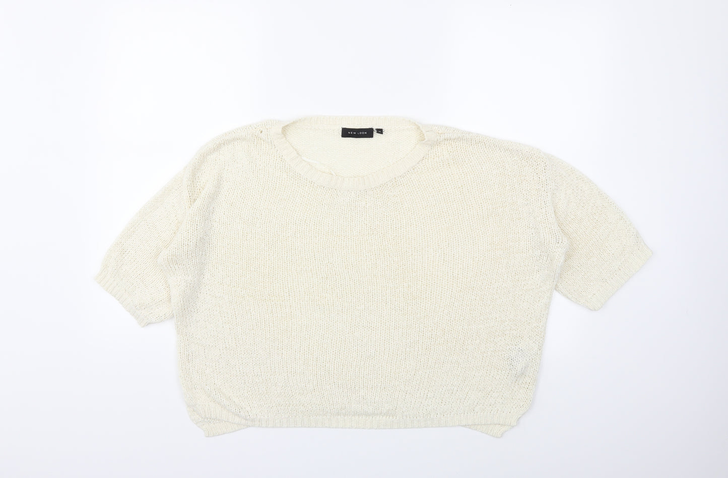 New Look Womens White  Knit Pullover Jumper Size 12