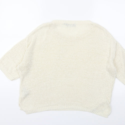 New Look Womens White  Knit Pullover Jumper Size 12