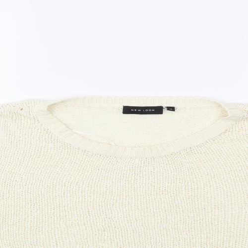 New Look Womens White  Knit Pullover Jumper Size 12