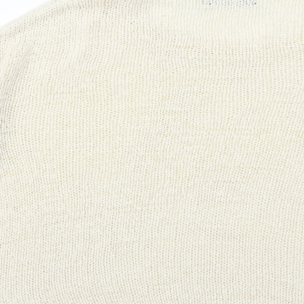 New Look Womens White  Knit Pullover Jumper Size 12