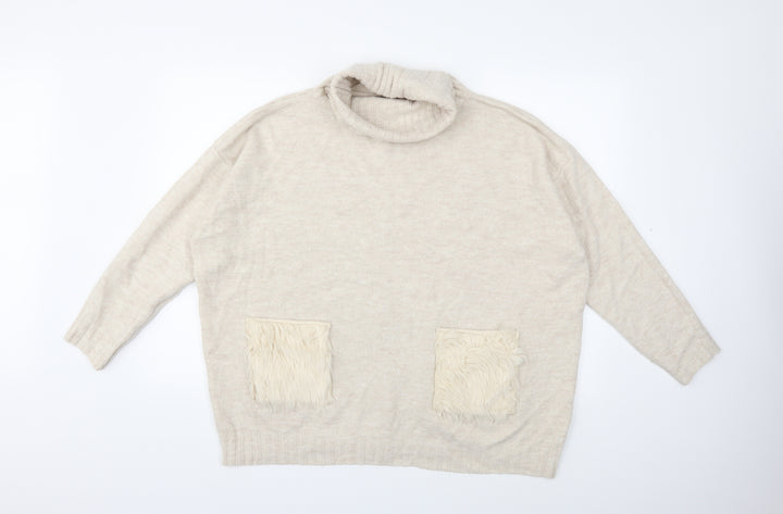 Primark Womens Beige Knit Pullover Jumper Size 14