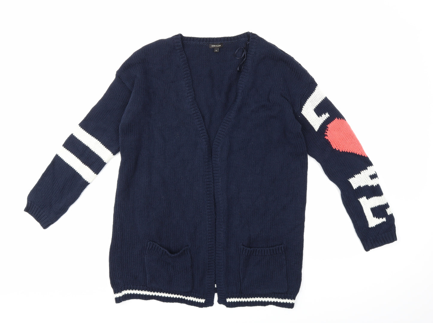 River Island Womens Blue  Knit Cardigan Jumper Size 12