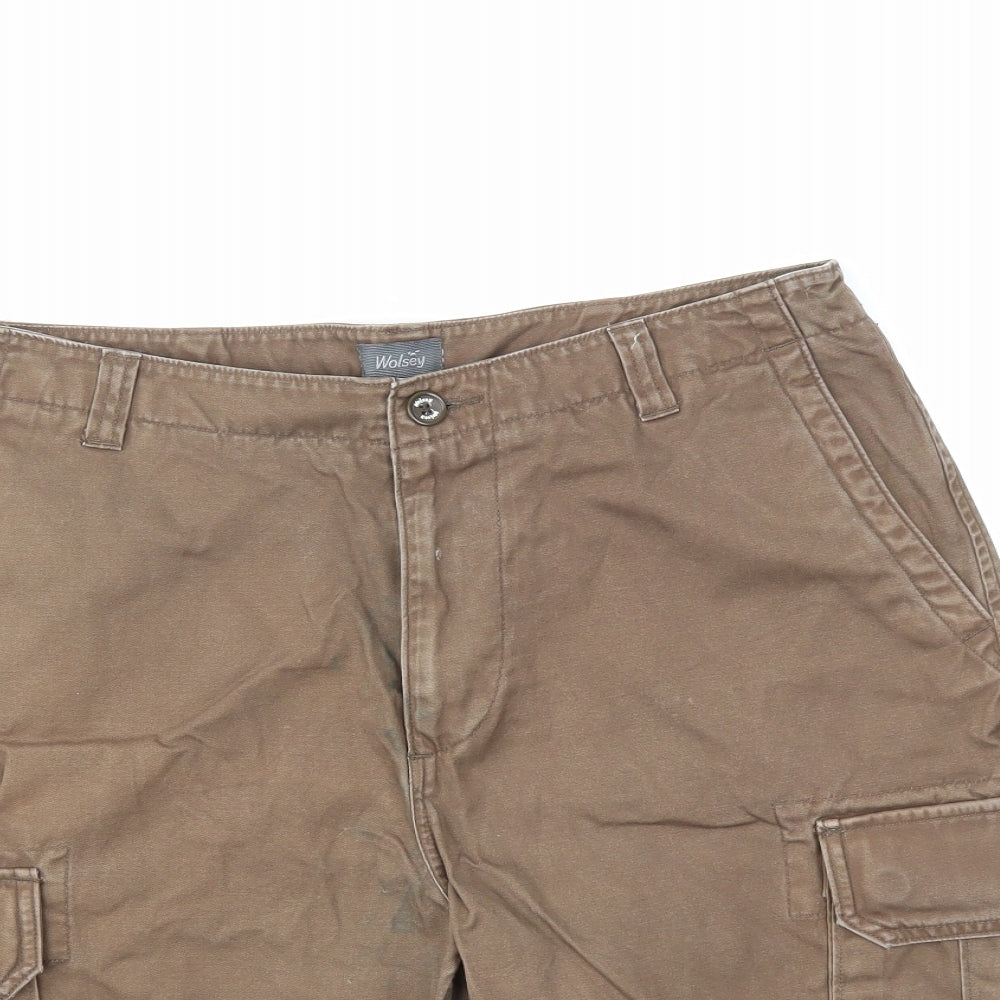 Wosley Mens Brown   Cargo Shorts Size 32 in