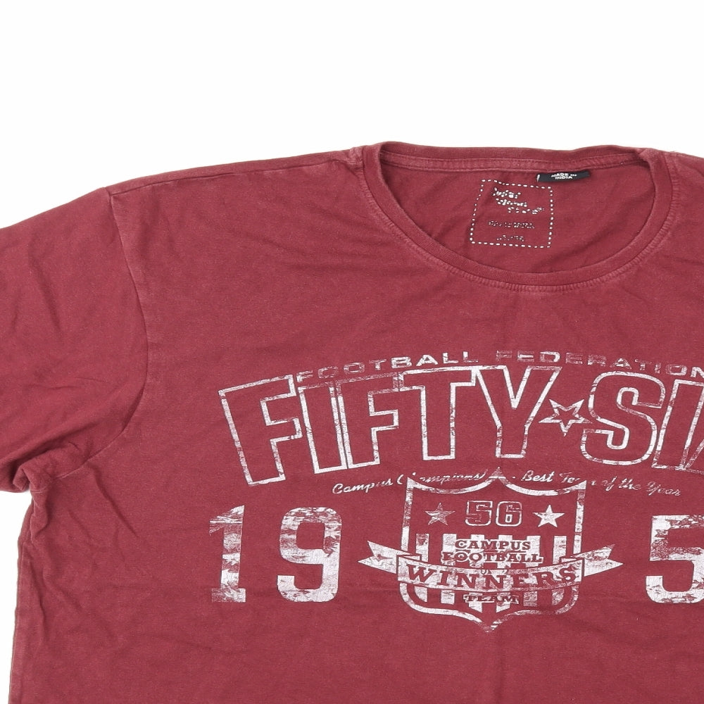 Cedar Wood State Mens Red    T-Shirt Size L