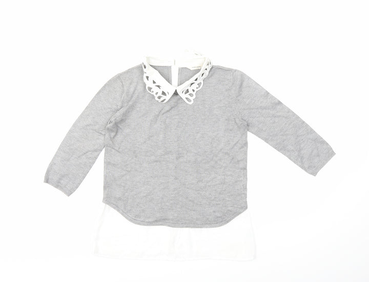 NAF NAF Womens Grey  Knit Pullover Jumper Size S
