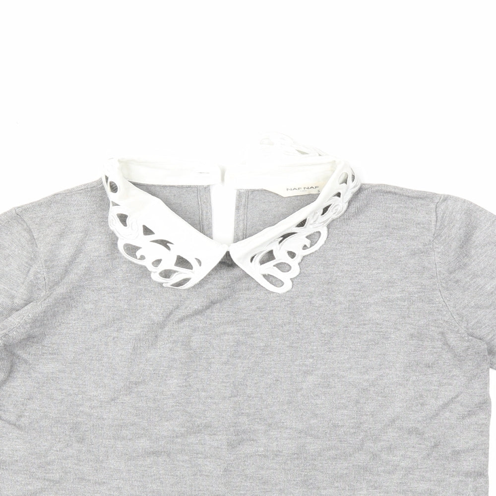 NAF NAF Womens Grey  Knit Pullover Jumper Size S