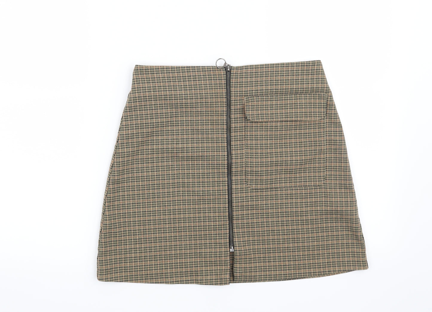 Topshop Womens Beige Houndstooth  Mini Skirt Size 10