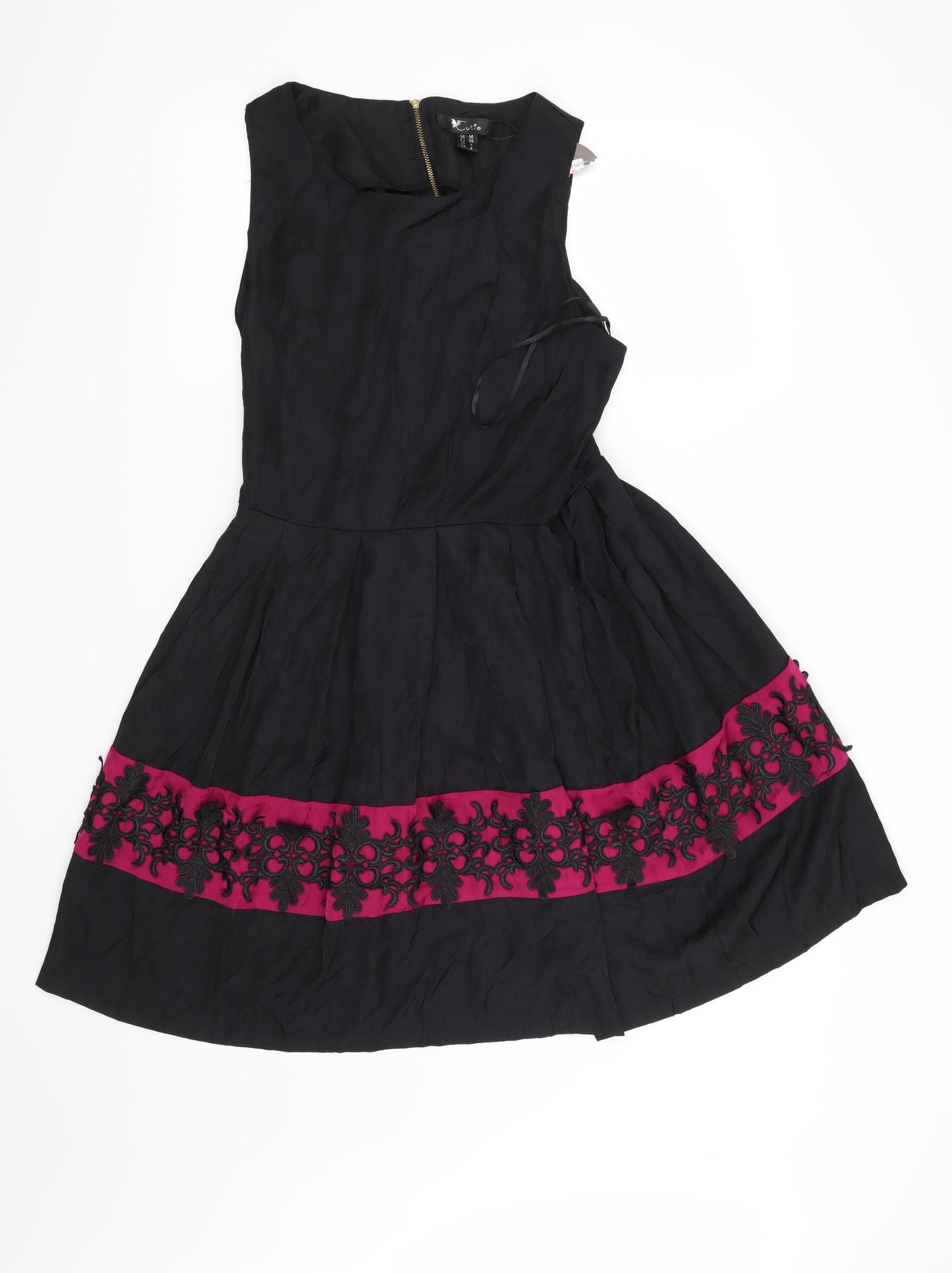 Cutie Womens Black Geometric  Shift  Size 10