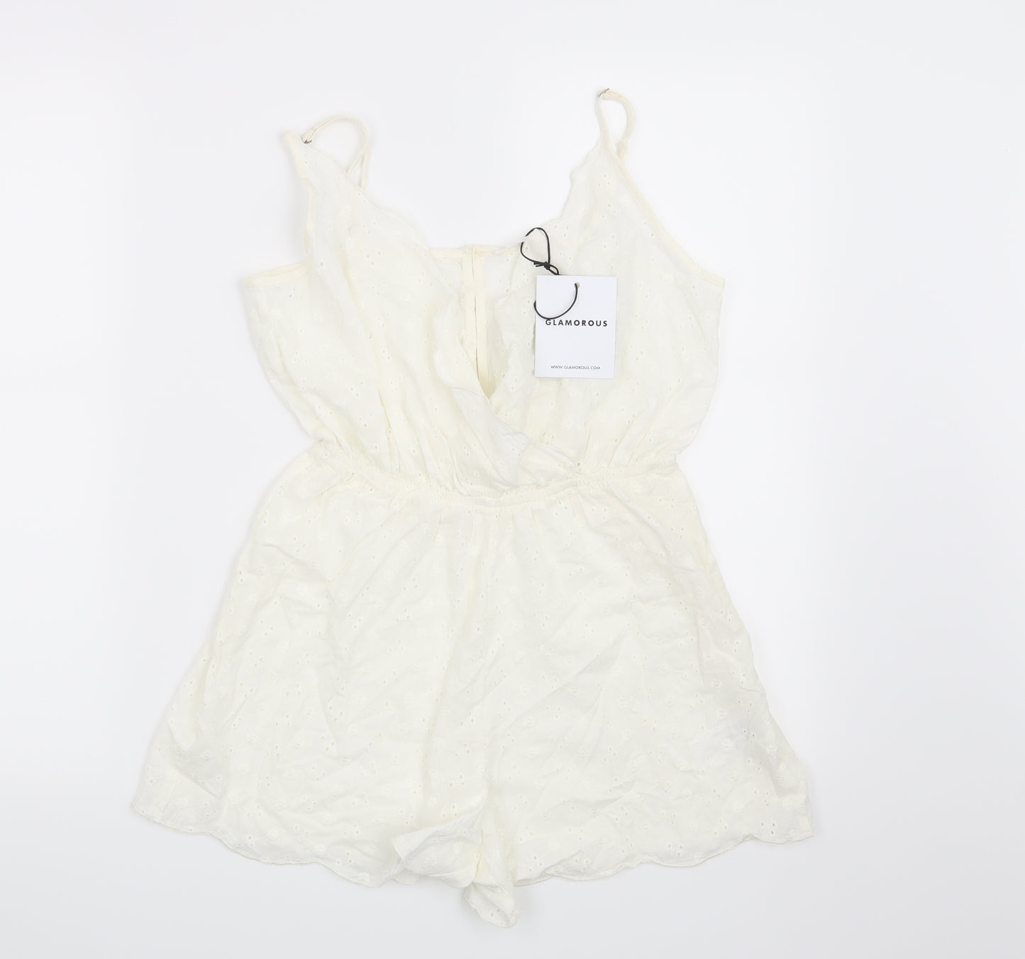 Glamorous Womens White Floral  Playsuit One-Piece Size XS