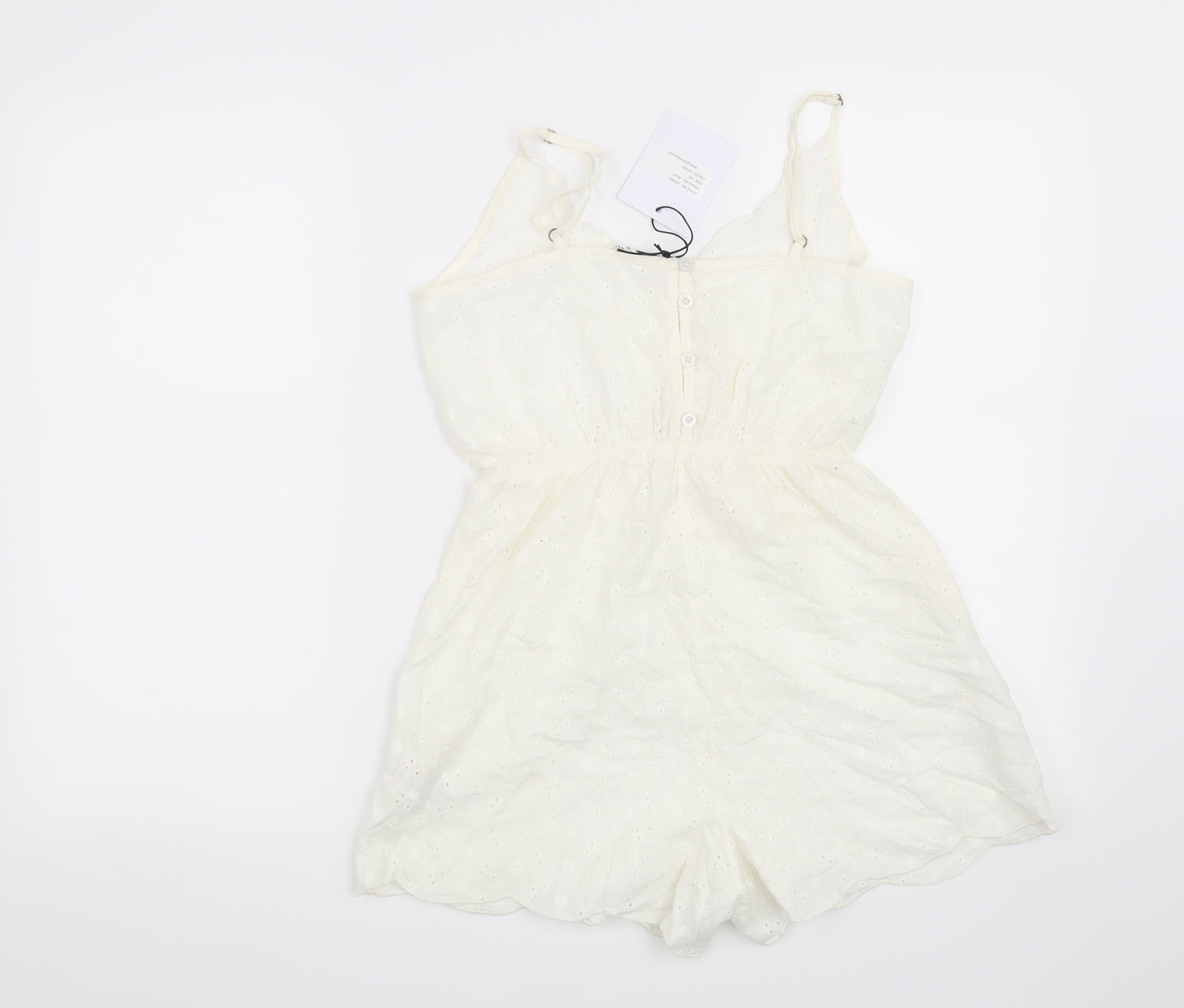 Glamorous Womens White Floral  Playsuit One-Piece Size XS