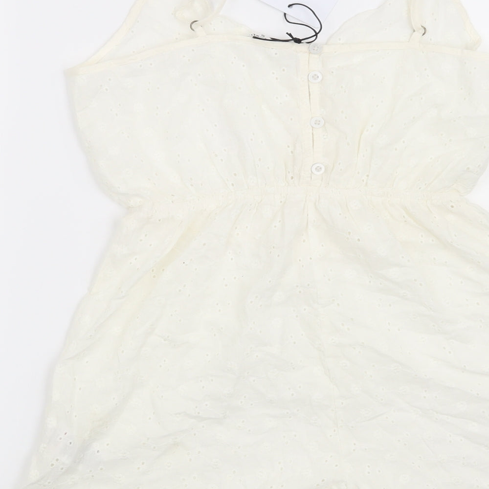 Glamorous Womens White Floral  Playsuit One-Piece Size XS