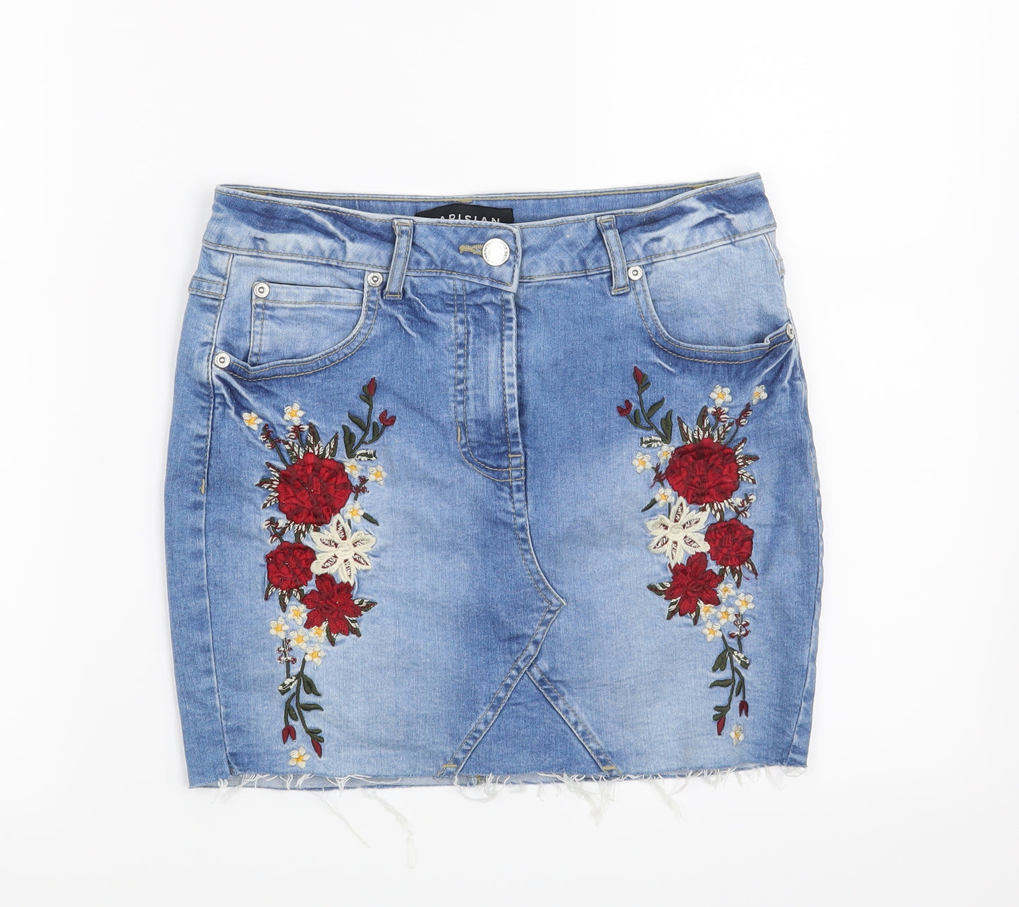 Parisian Womens Blue Floral  Mini Skirt Size 8