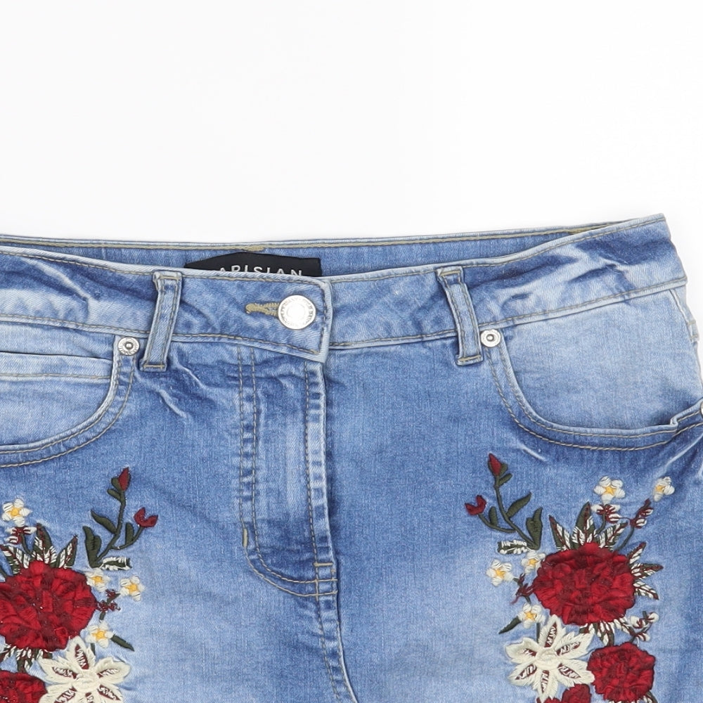 Parisian Womens Blue Floral  Mini Skirt Size 8