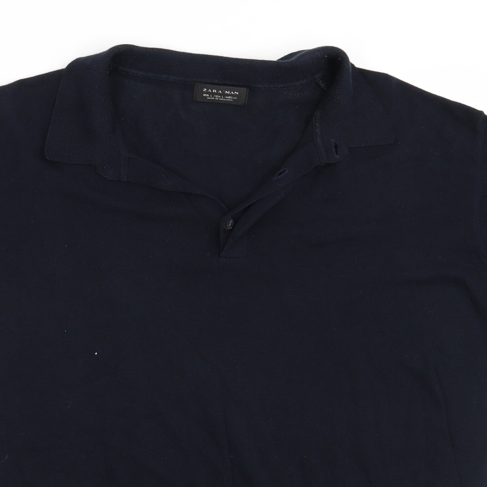Zara Mens Blue   Henley Jumper Size L