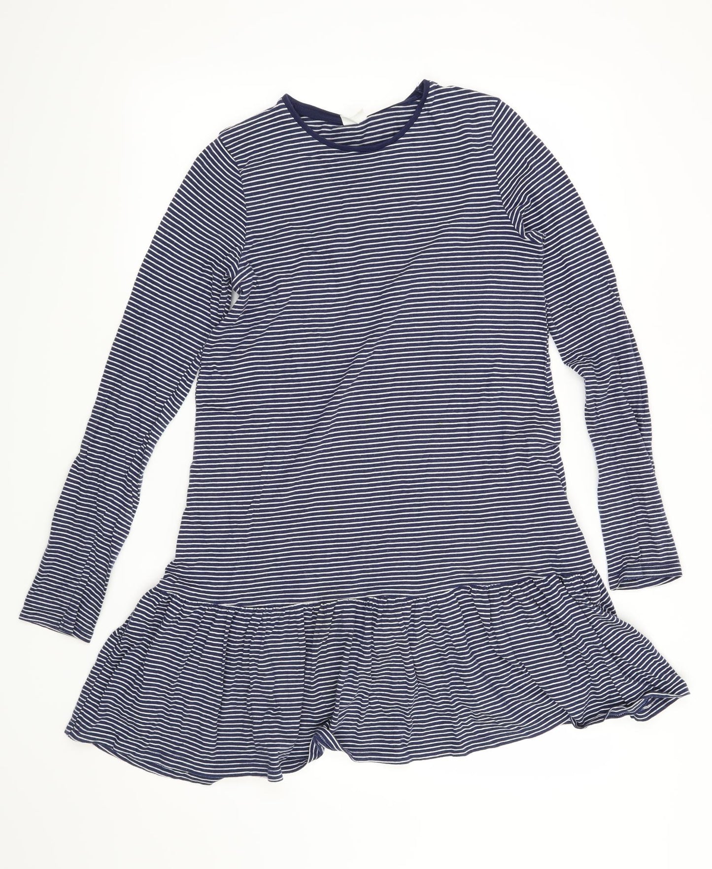 F&F Girls Blue Striped  T-Shirt Dress  Size 13-14 Years