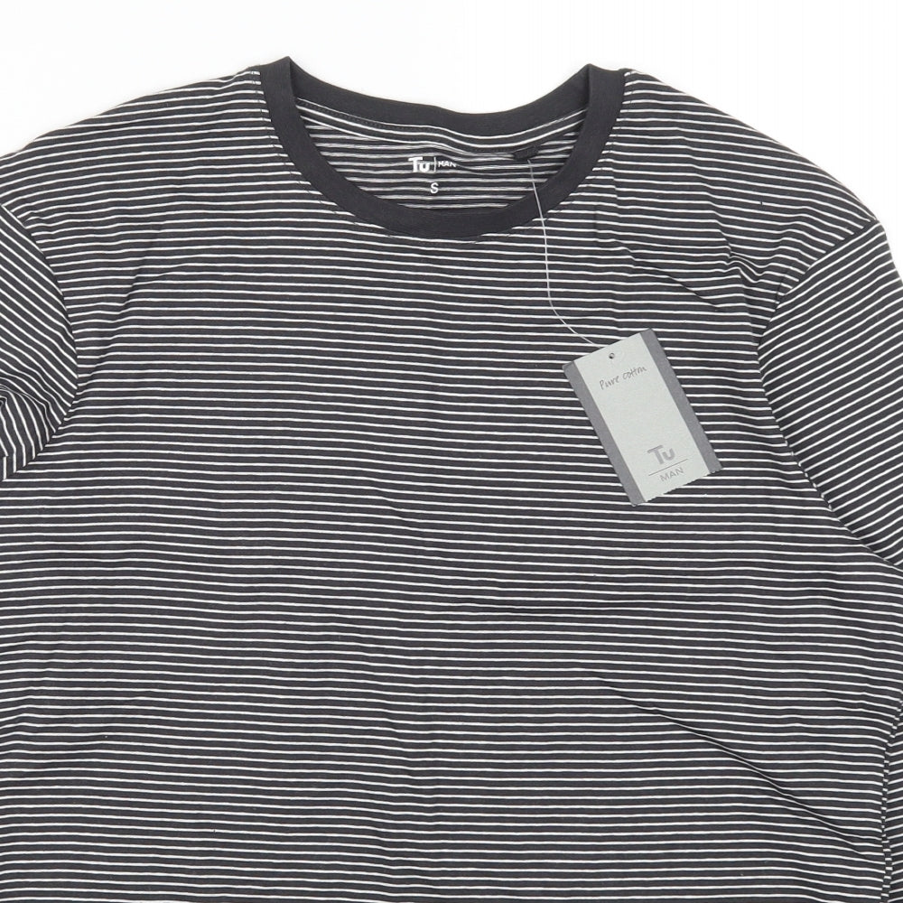 TU Mens Grey Striped   T-Shirt Size S