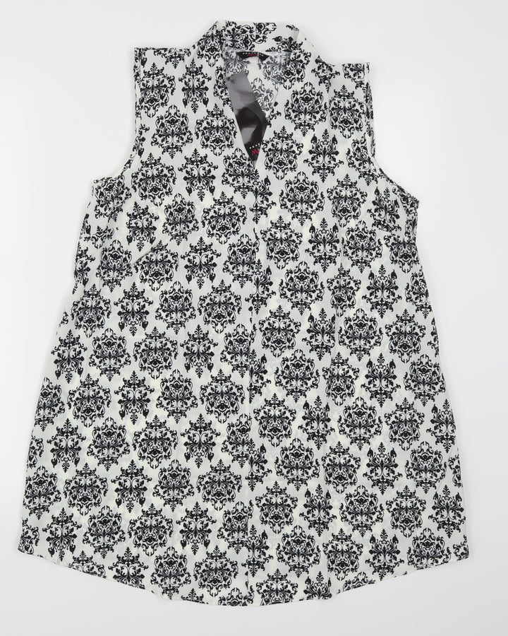 Peacocks Womens White Batik  Sheath  Size M