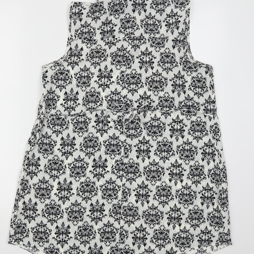 Peacocks Womens White Batik  Sheath  Size M