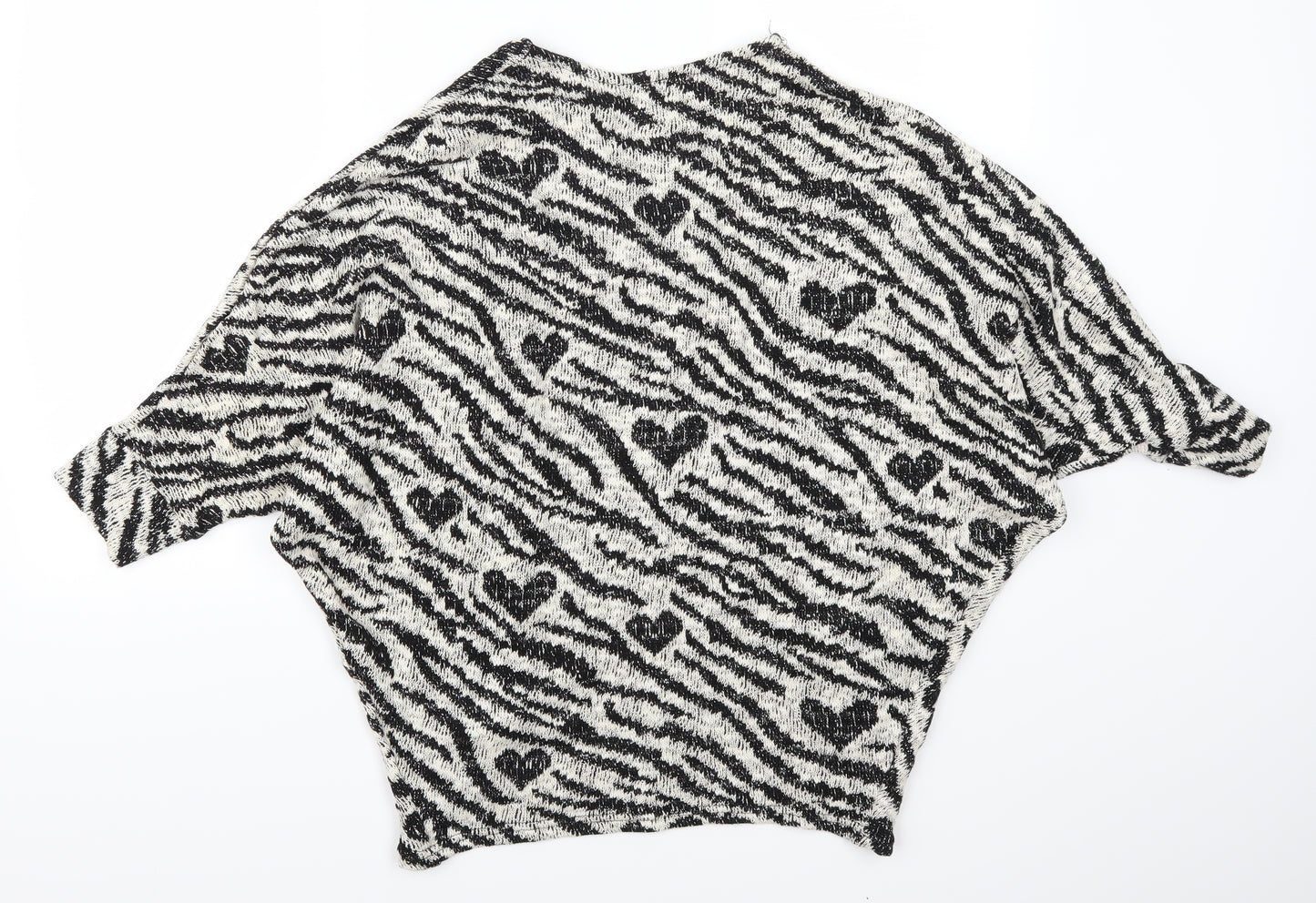 River Island Girls Grey Striped  Cardigan Jumper Size 9-10 Years  - Love Hearts