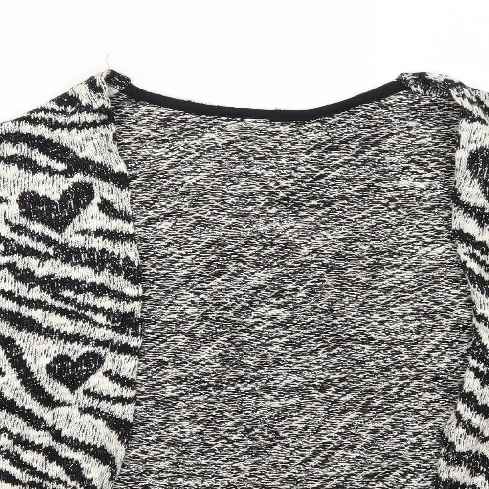 River Island Girls Grey Striped  Cardigan Jumper Size 9-10 Years  - Love Hearts