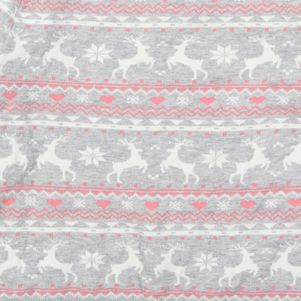 Primark Womens Grey Fair Isle  Henley Jumper Size 10  - Christmas Prints