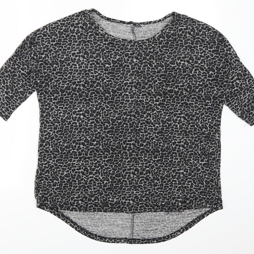 Select Womens Grey Animal Print  Basic T-Shirt Size 8