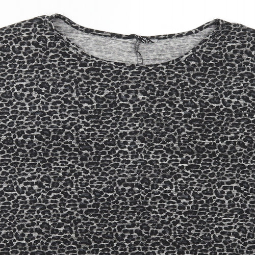 Select Womens Grey Animal Print  Basic T-Shirt Size 8