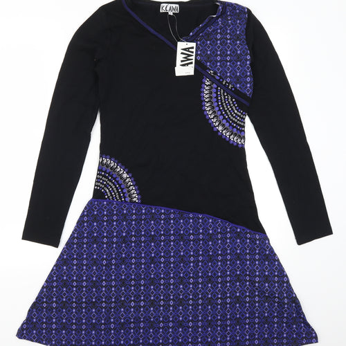 Kaewa Womens Purple Geometric  A-Line  Size S