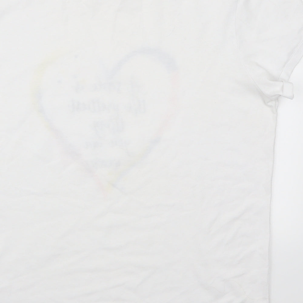 George Womens White   Basic T-Shirt Size 16  - A Smile Is The Prettiest Thing You Can Wear