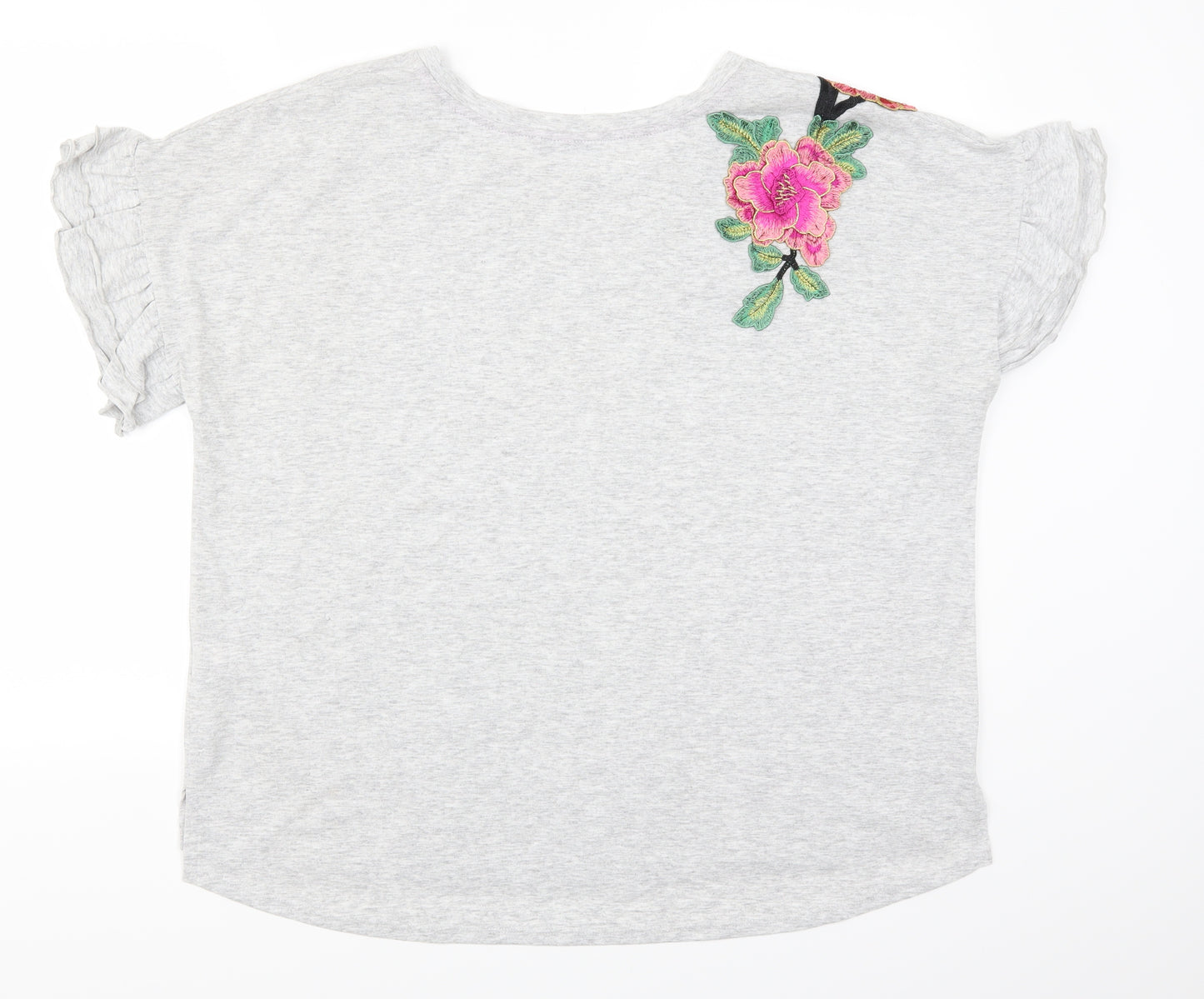 Nutmeg Womens Grey Floral  Basic T-Shirt Size 22