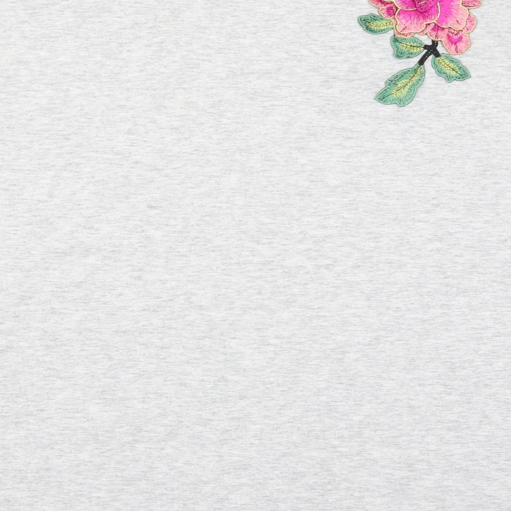 Nutmeg Womens Grey Floral  Basic T-Shirt Size 22