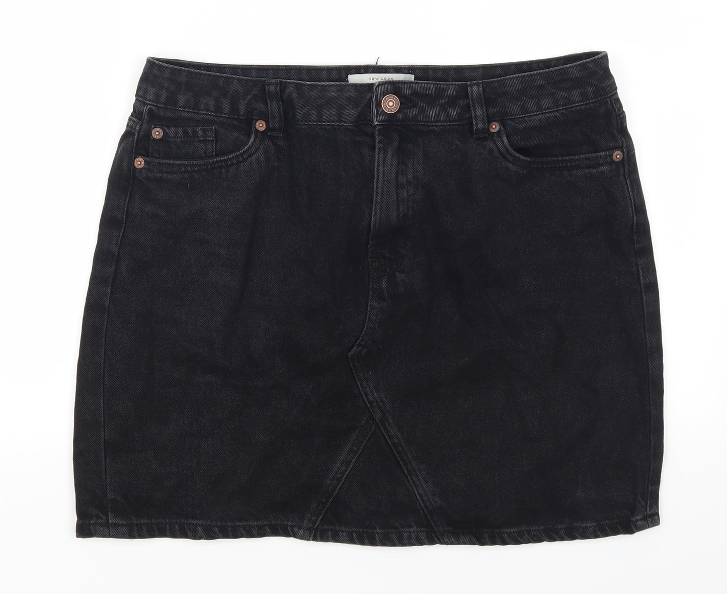 New Look Womens Black  Denim A-Line Skirt Size 14