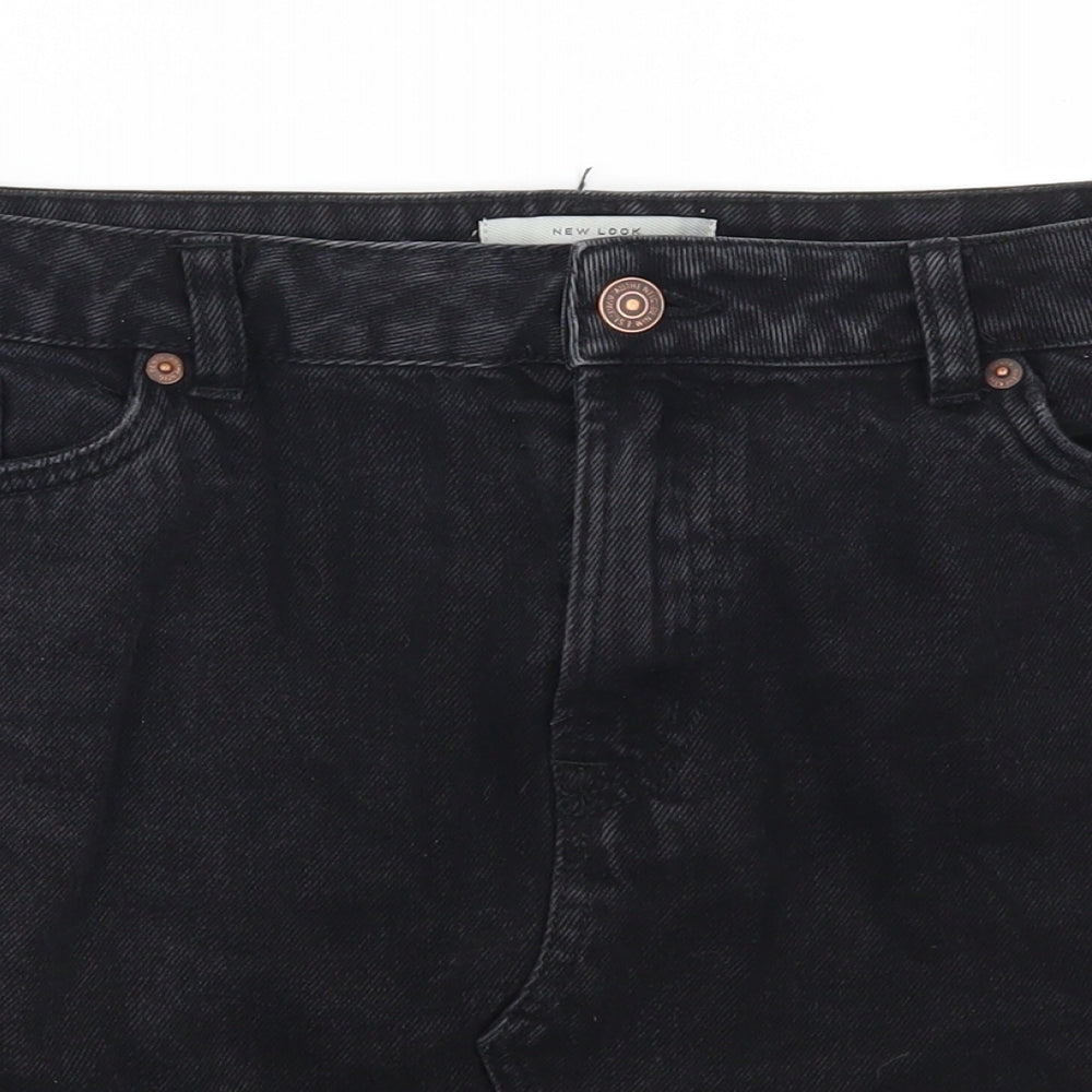 New Look Womens Black  Denim A-Line Skirt Size 14