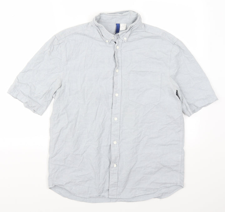 H&M Mens Grey Button-Up Size M