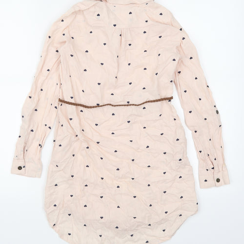 H&M Girls Pink Geometric  Shirt Dress  Size 9-10 Years  - Love Hearts