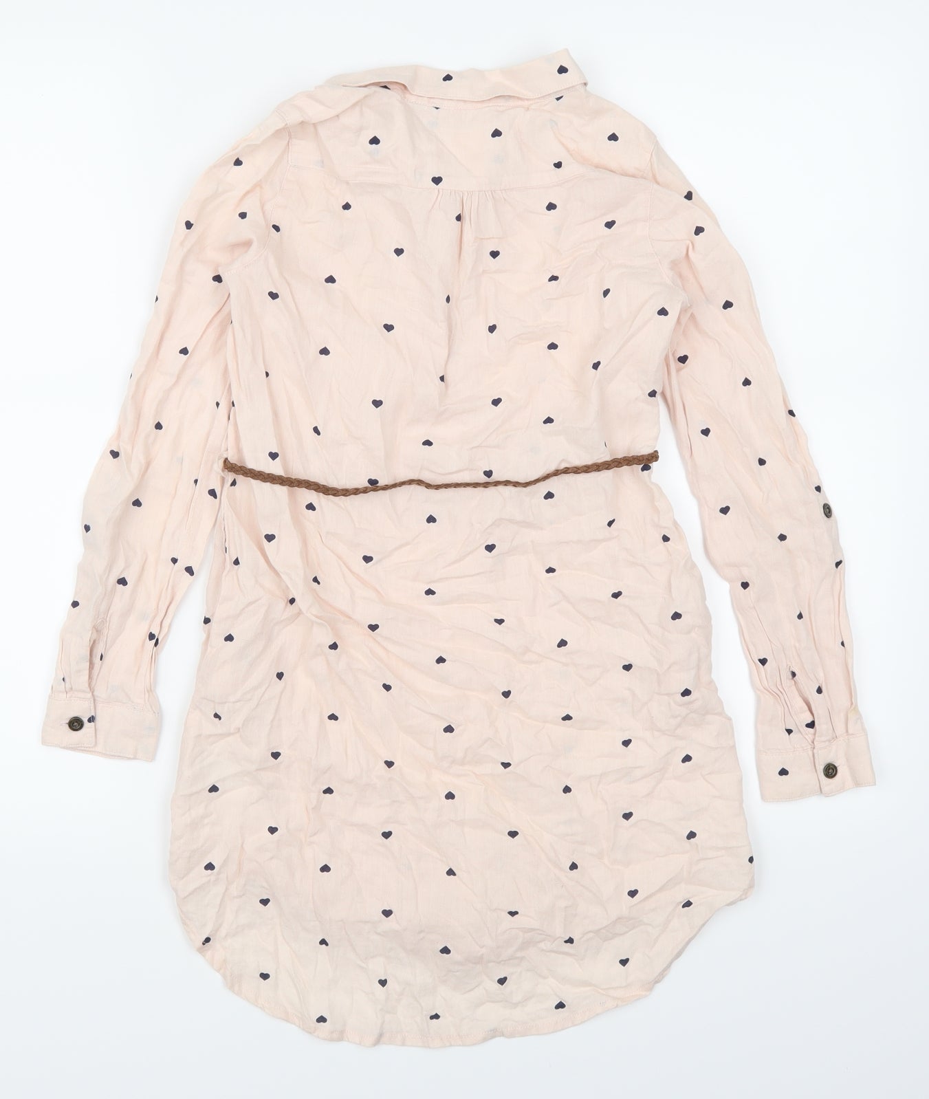 H&M Girls Pink Geometric  Shirt Dress  Size 9-10 Years  - Love Hearts
