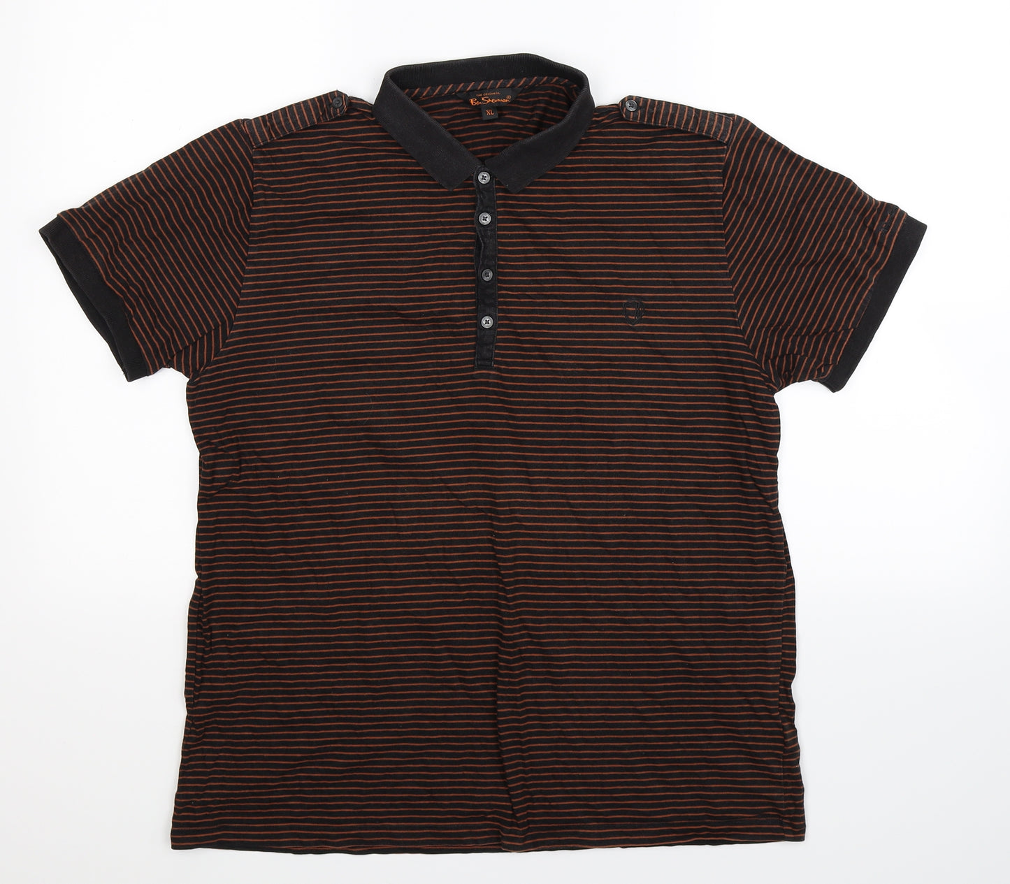 Ben Sherman Mens Black Striped   Polo Size XL