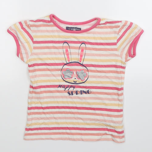 In Extenso Girls Multicoloured Striped  Basic T-Shirt Size 7-8 Years