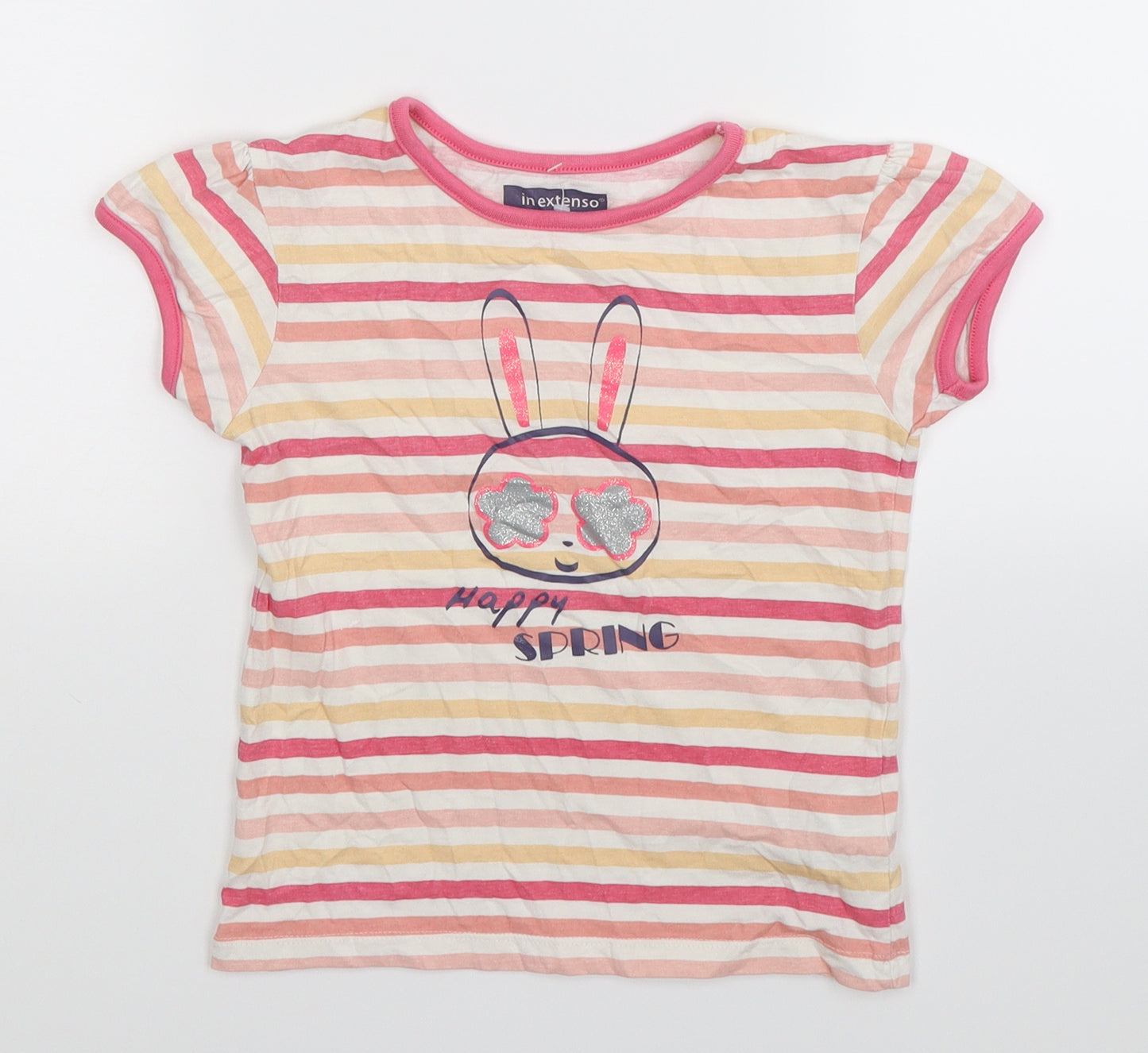 In Extenso Girls Multicoloured Striped  Basic T-Shirt Size 7-8 Years