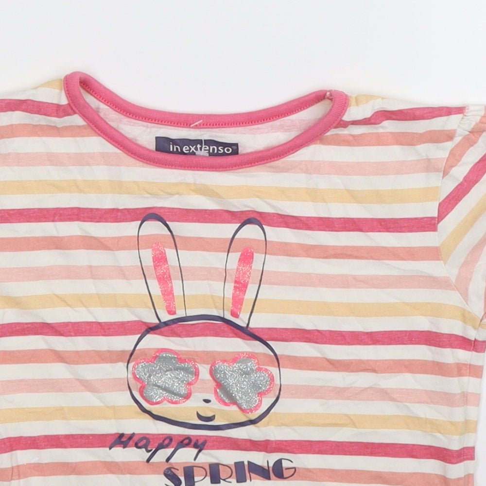 In Extenso Girls Multicoloured Striped  Basic T-Shirt Size 7-8 Years