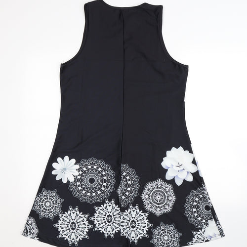 Preworn Womens Black Floral  Fit & Flare  Size L