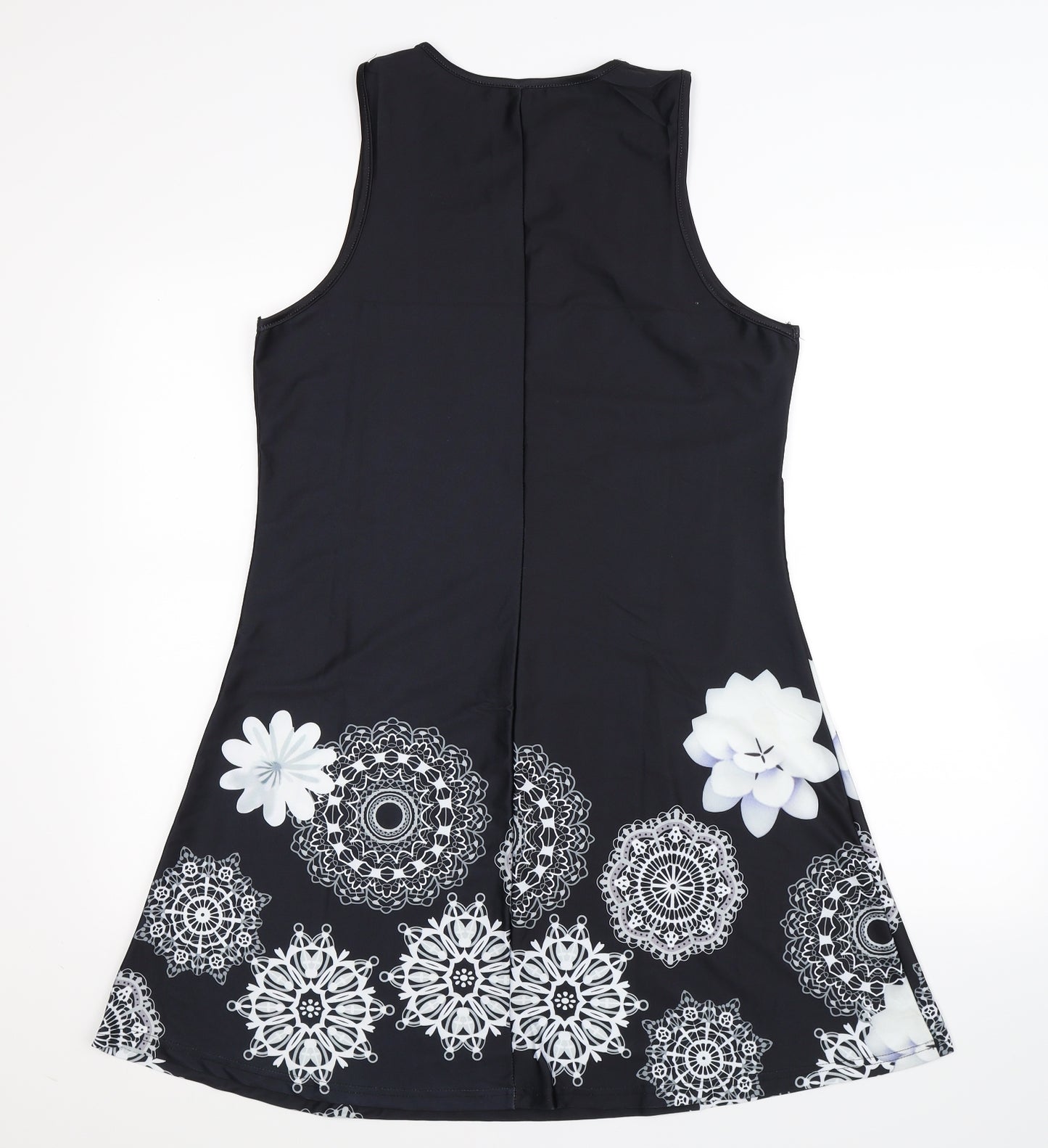 Preworn Womens Black Floral  Fit & Flare  Size L