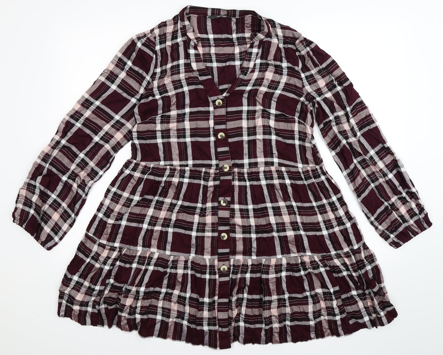 George Womens Brown Check  Shirt Dress  Size 10