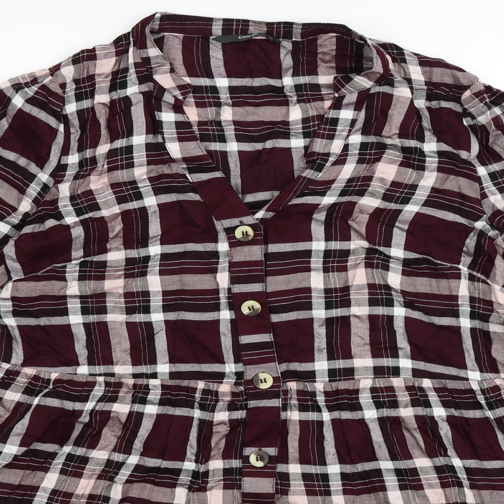 George Womens Brown Check  Shirt Dress  Size 10