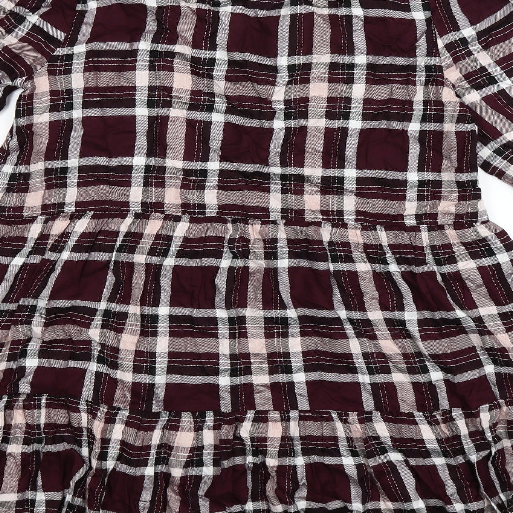 George Womens Brown Check  Shirt Dress  Size 10